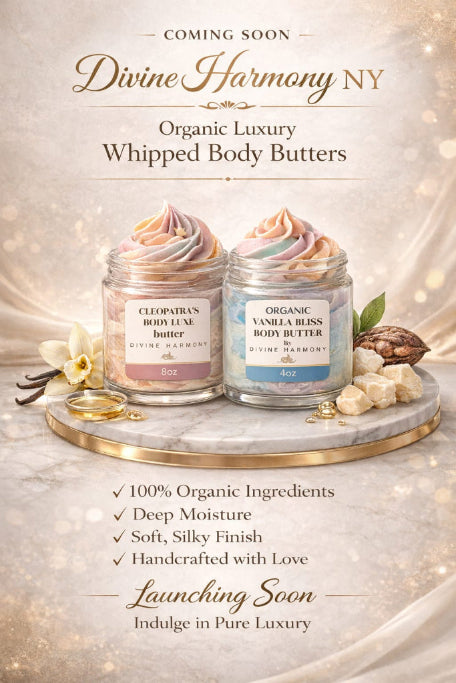 Divine Harmony organic luxury whipped body butters flyer